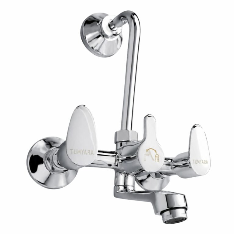 Tumyara Victor Leaf brass wall mixer with Leaf handles